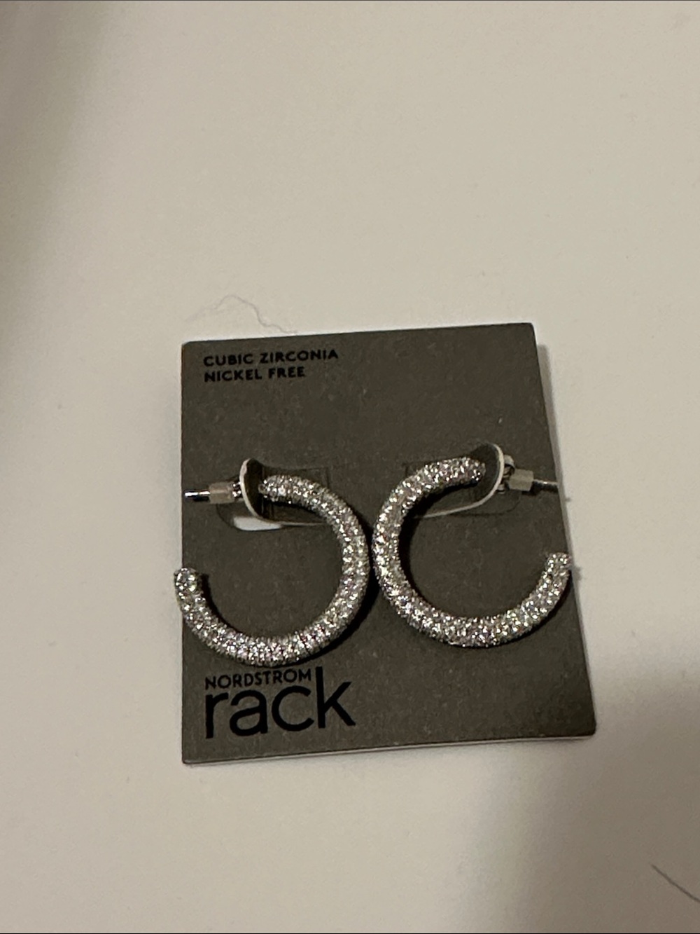 Nordstrom Silver Pave Hoop Earrings